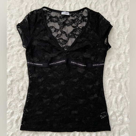 Dolce & Gabbana Black Lace Women's Top - Picture 1 of 8